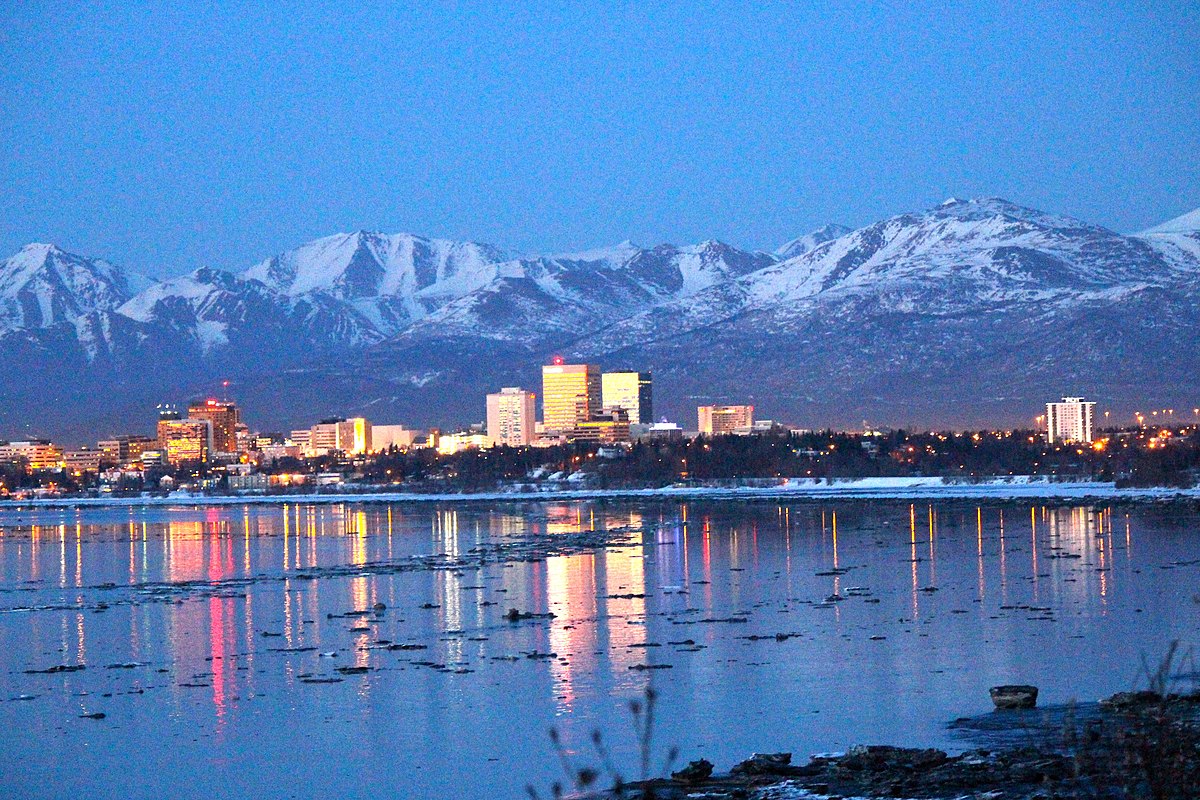 Stunning view of Anchorage with Chugach Mountains in the background